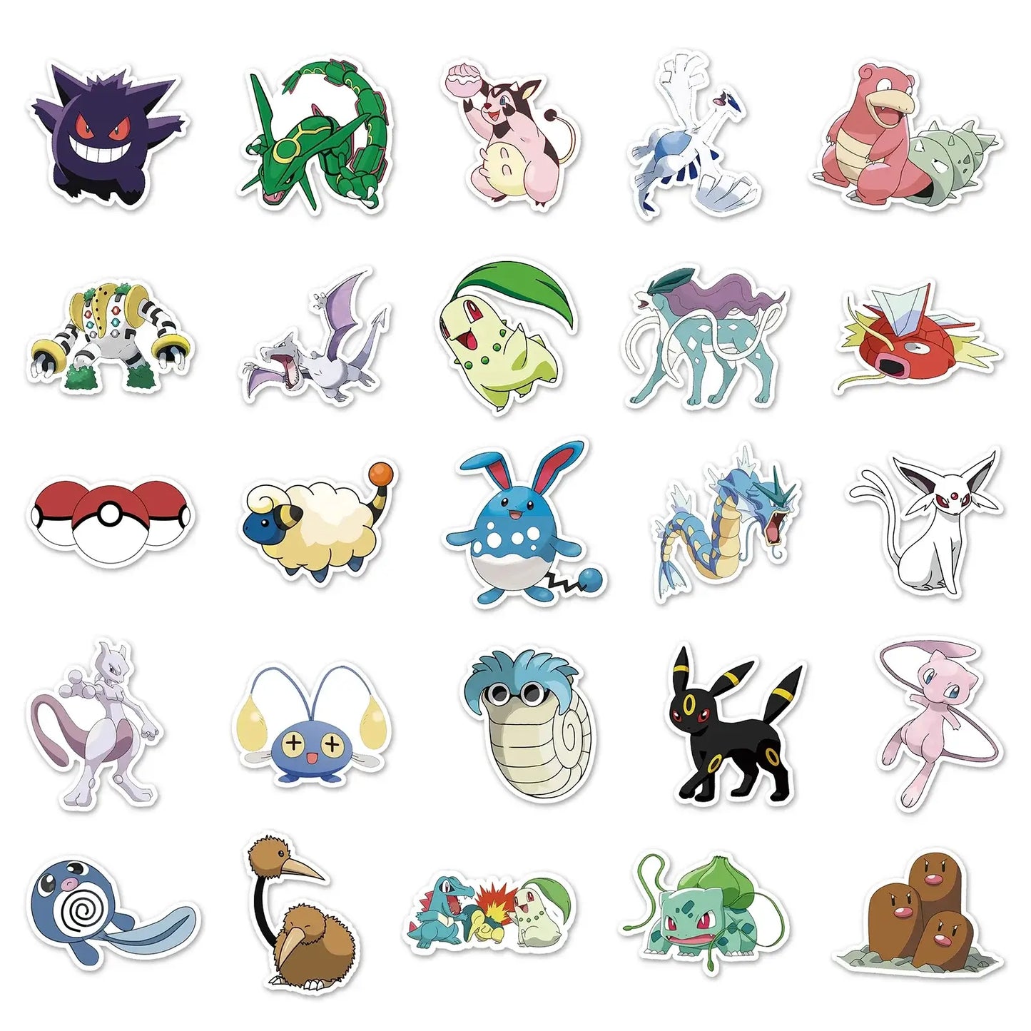 Pokemon Stickers Pack – Cute Vinyl Decals for Water Bottles, Laptops & More featuring various Pokemon characters.