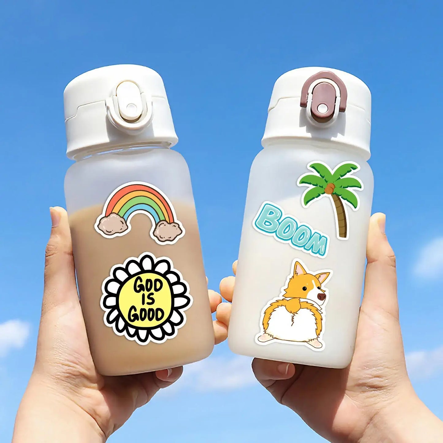 Pokemon Stickers Pack – Cute Vinyl Decals for Water Bottles, Laptops & More on stylish water bottles outdoors.
