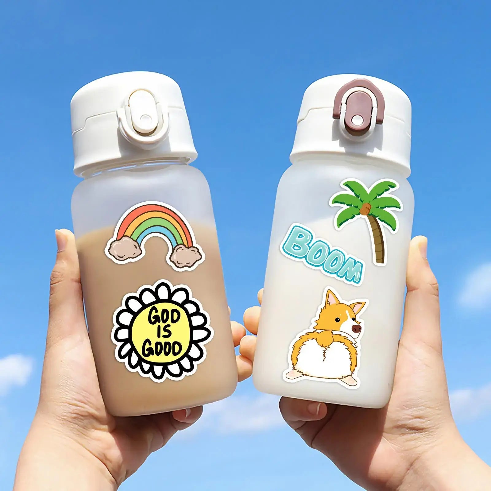 Pokemon Stickers Pack – Cute Vinyl Decals for Water Bottles, Laptops & More on stylish water bottles outdoors.